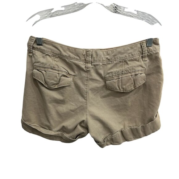 Old Navy Womens Cuffed Hem Cotton Mini Shorts Khaki Size 6 Classic Summer Preppy - Picture 2 of 10